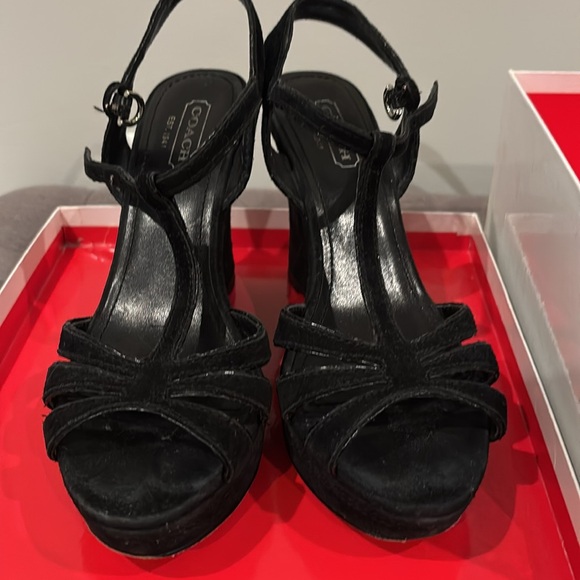 Coach Gabby black Size 7.5 wedge sandals. Gently used condition. - Picture 2 of 5